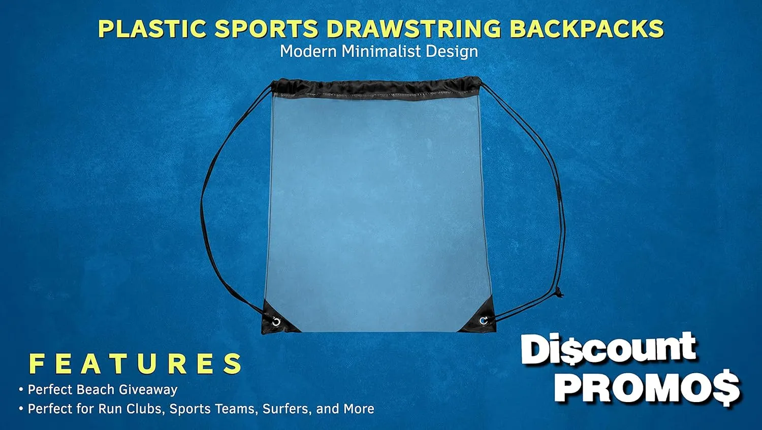 DISCOUNT PROMOS Plastic Drawstring Backpacks Set of 10, Bulk Pack - Multi-Functional, Drawstring, Perfect for Travel, Gym, and More - Black