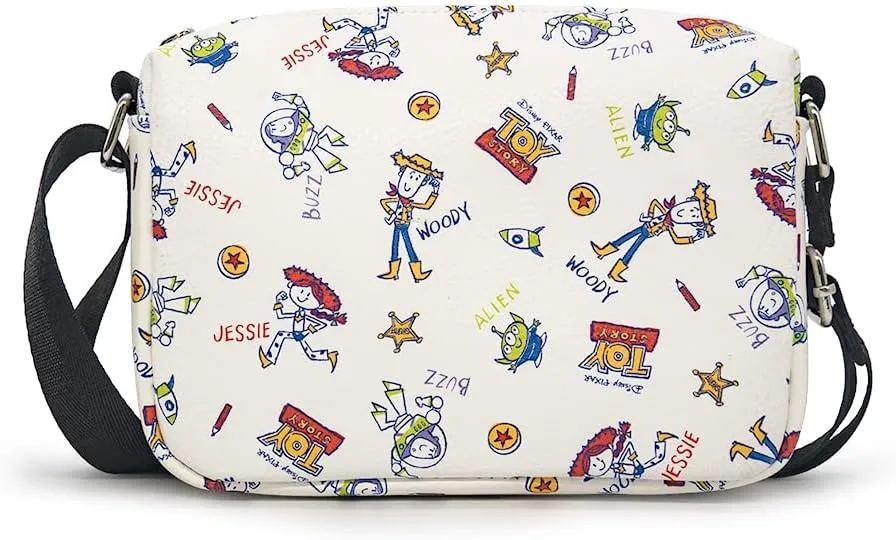 Disney Bag, Crossbody, Rectangle, Toy Story Character Doodles Collage, Multi Color, Vegan Leather