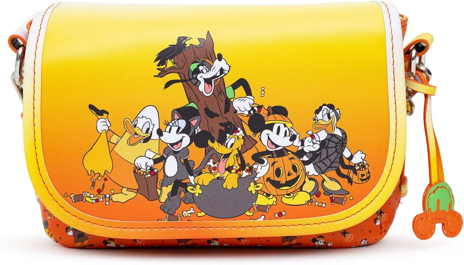 Disney Bag, Fold Over Crossbody, Sensational Six Halloween Pose with Candy Corn Ombre Fade, Vegan Leather