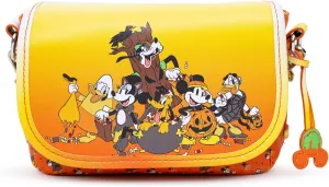 Disney Bag, Fold Over Crossbody, Sensational Six Halloween Pose with Candy Corn Ombre Fade, Vegan Leather