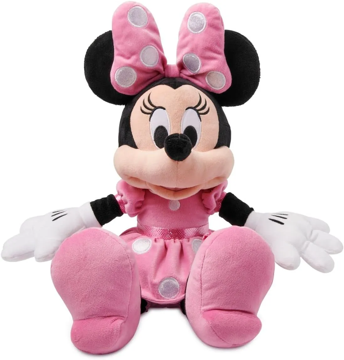 Disney Store Official Minnie Mouse Pink Dress Medium Soft Toy for Kids, Cuddly Character with Fuzzy Texture and Embroidered Details, Disney Plushy Suitable for All Ages.