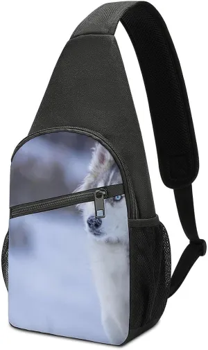 Dog in Snow Sling Bag Casual Chest Bag Crossbody Shoulder Backpack Sport Travel Hiking Daypack for Women Men