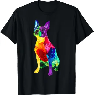 Dog Lover Gifts Boston Terrier Dog Colorful Boston Terrier T-Shirt