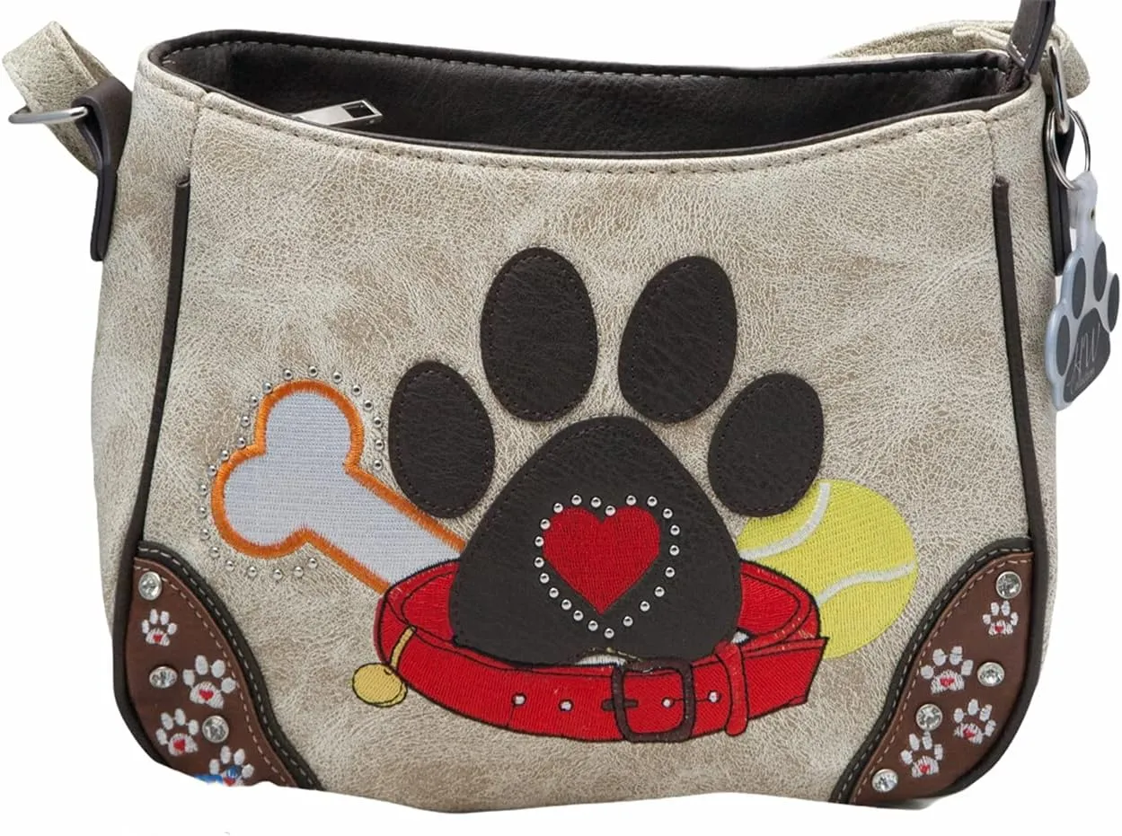 Dog Paw Print Handbag Small Crossbody Bag Shoulder Purse Women Wallet Set