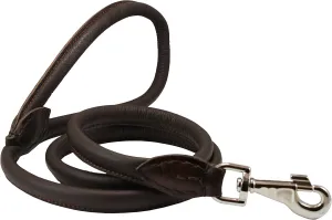 Dogs My Love 4ft Long Round Genuine Rolled Leather Dog Leash Brown (Large: 1/2" (12mm))