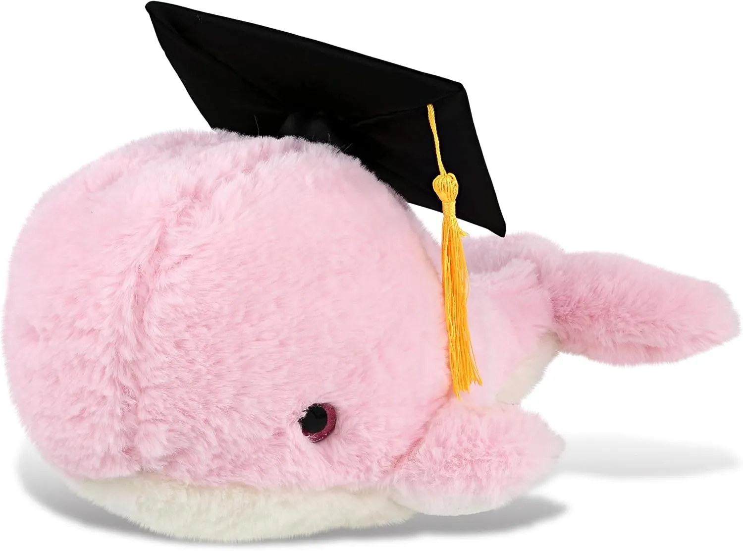DolliBu Pink Whale Large Graduation Plush Toy - Super Soft Plush Graduation Stuffed Animal Dress Up with Graduation Cap with Tassel - Gift with Personalization - 13 Inches