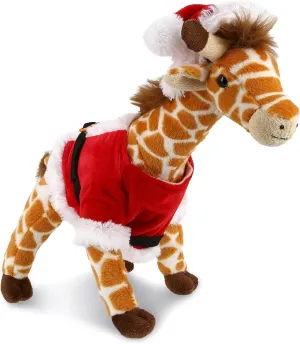 DolliBu Santa Wild Giraffe Stuffed Animal Plush Toy - Super Soft Wild Animal Dress Up with Red Santa Claus Outfit, Cute Wildlife Gift Perfect Holiday with Name Personalization - 10 Inch