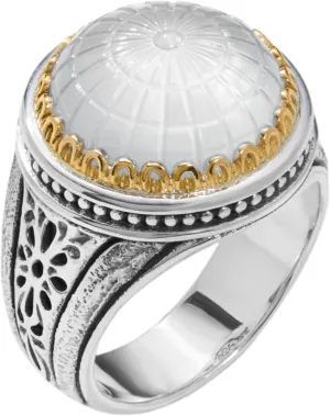 Dome Sterling Silver 18k Gold Mother of Pearl Ring DKJ972-313 S7