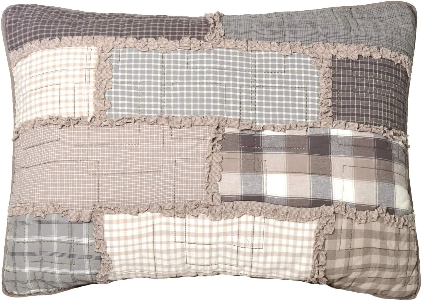 Donna Sharp Pillow Sham - Smoky Cobblestone Contemporary Decorative Pillow Cover with Patchwork Pattern - Standard