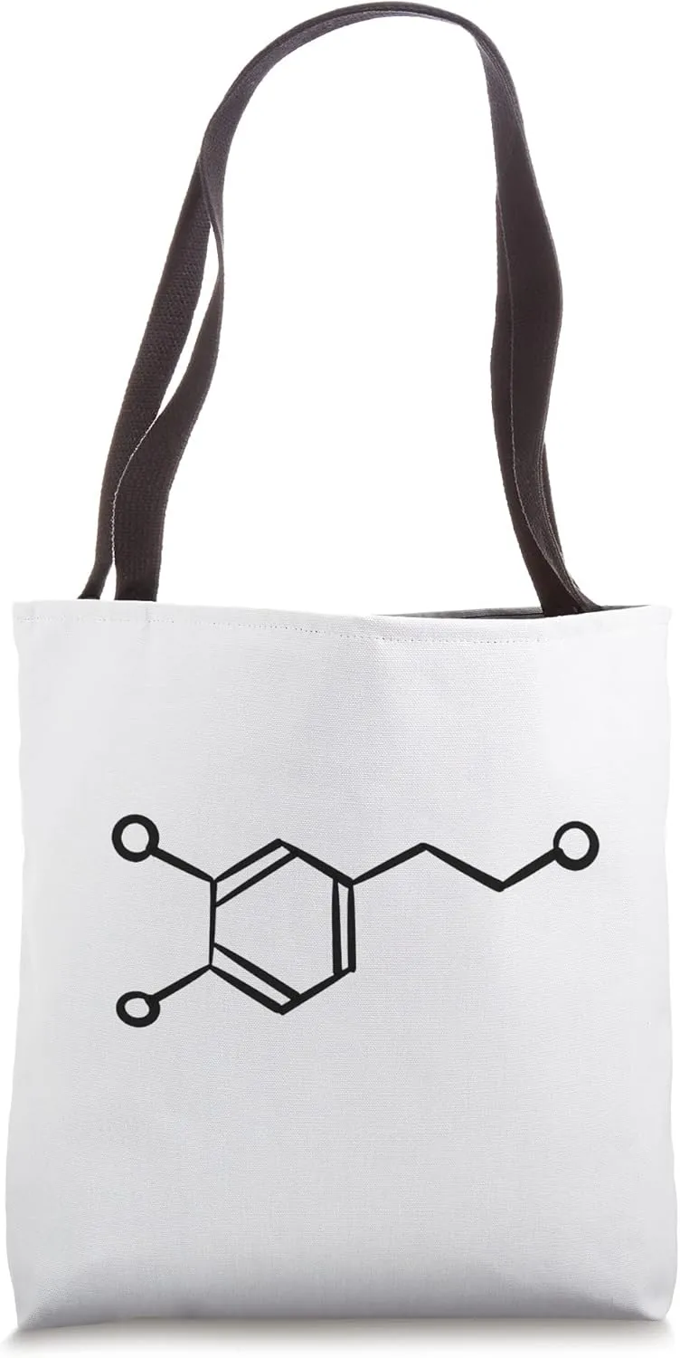 Dopamine Molecule, love Hormone, Black sketch chemistry Tote Bag
