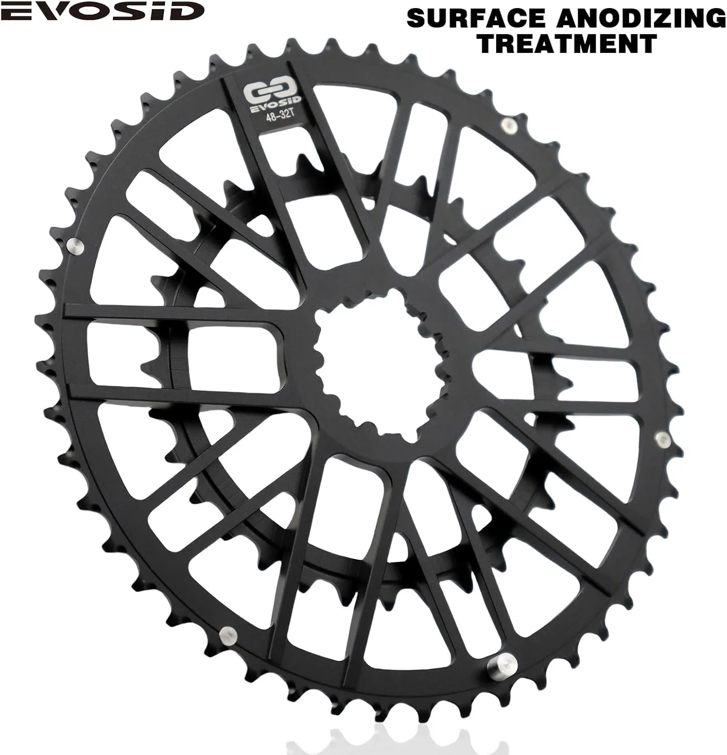 Double Speed Road Bike Direct Mount Chainring 48-32T/46-30T, Bike Double Chainring Narrow Wide Chainwheel High Strength 7075 Aluminum Alloy CNC Integrated Molding for 8-12 Speed