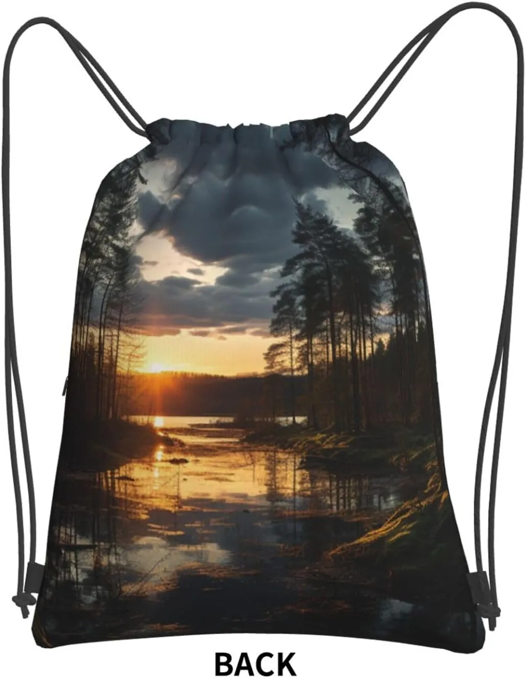 Drawstring Backpack Resistant Sackpack Evening time in forest Sports Gym Bag String Bag for Women Men