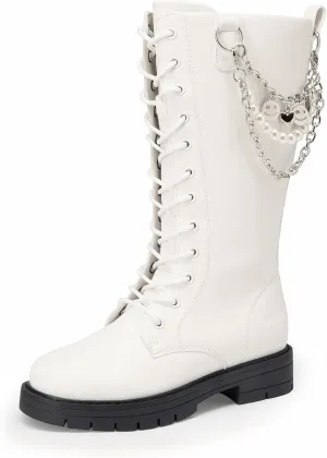 DREAM PAIRS Girls Riding Boots Knee High Side Zipper Mid Calf Shoes Little Kid/Big Kid