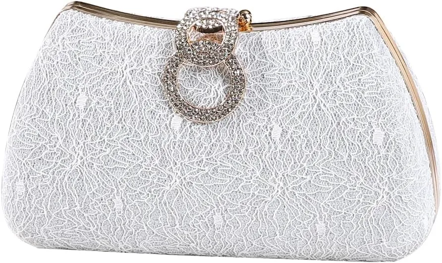Dreubea Women's Fashion Evening Bag Rhinestone Decrated Clutch Handbag with Chain