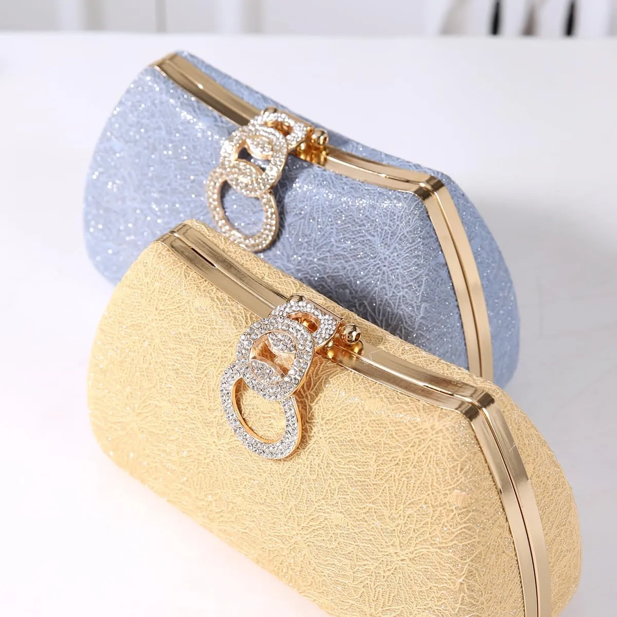 Dreubea Women's Fashion Evening Bag Rhinestone Decrated Clutch Handbag with Chain