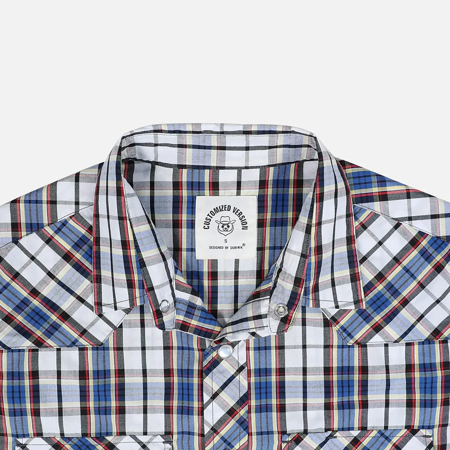 Dubinik® Western Shirts for Men Short Sleeve Plaid Pearl Snap Shirts for Men Button Up Shirt Cowboy Casual Work Shirt