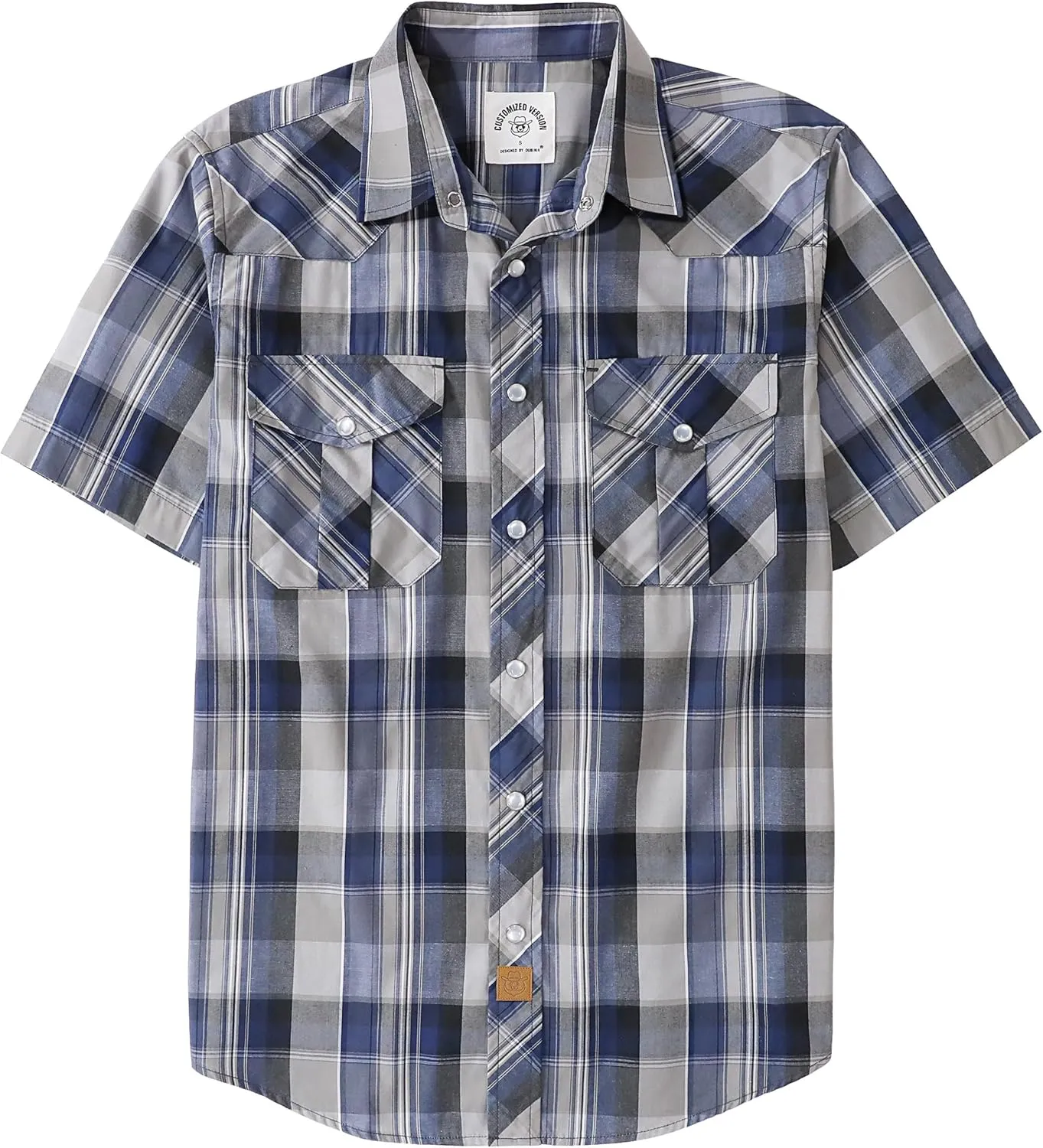 Dubinik® Western Shirts for Men Short Sleeve Plaid Pearl Snap Shirts for Men Button Up Shirt Cowboy Casual Work Shirt