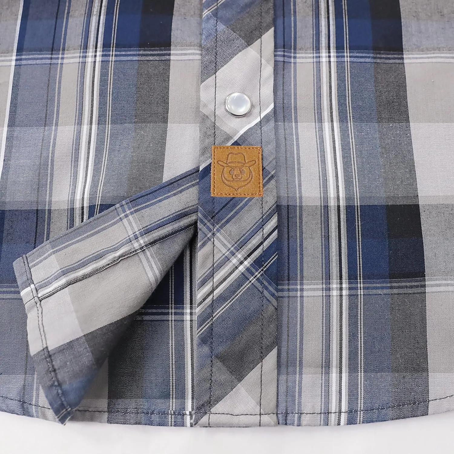 Dubinik® Western Shirts for Men Short Sleeve Plaid Pearl Snap Shirts for Men Button Up Shirt Cowboy Casual Work Shirt