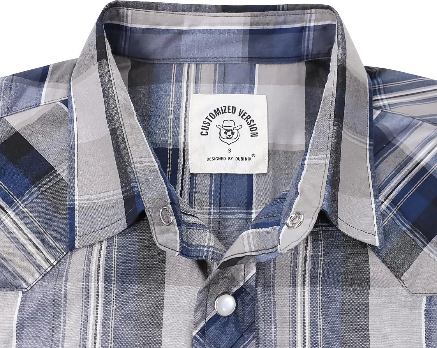 Dubinik® Western Shirts for Men Short Sleeve Plaid Pearl Snap Shirts for Men Button Up Shirt Cowboy Casual Work Shirt