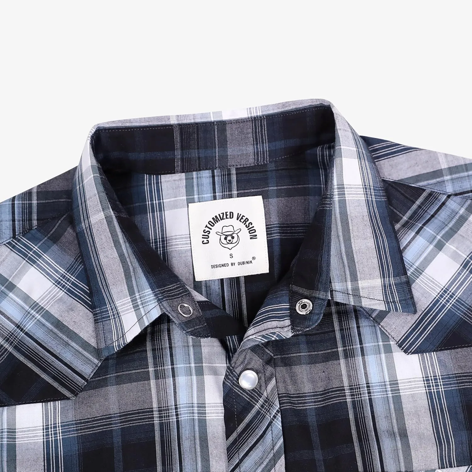 Dubinik® Western Shirts for Men Short Sleeve Plaid Pearl Snap Shirts for Men Button Up Shirt Cowboy Casual Work Shirt