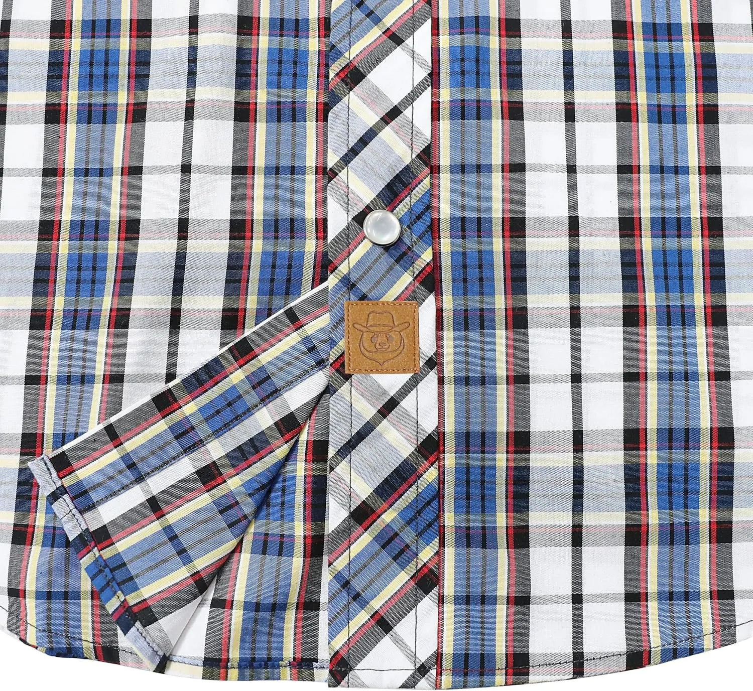 Dubinik® Western Shirts for Men Short Sleeve Plaid Pearl Snap Shirts for Men Button Up Shirt Cowboy Casual Work Shirt