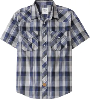 Dubinik® Western Shirts for Men Short Sleeve Plaid Pearl Snap Shirts for Men Button Up Shirt Cowboy Casual Work Shirt