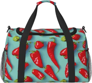 Duffle Bag for Travel, Chili bell Pepper Print Weekender Overnight Duffel Bag, Carry On Bag Gym Bag for Women Men, Personal Item Travel Bag