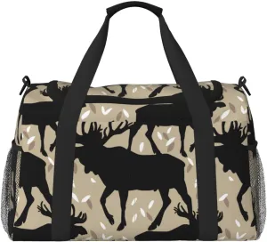 Duffle Bag for Travel, Moose antlers elk vintage Weekender Overnight Duffel Bag, Carry On Bag Gym Bag for Women Men, Personal Item Travel Bag