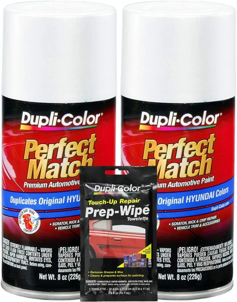 Duplicolor Powder White Pearl Exact-Match Automotive Paint Compatible with Hyundai Vehicles - 8 oz,Bundles with Prep Wipe (3 Items)