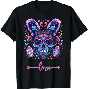 Easter Pink Skull Candy Love Bunny That Rocks T-Shirt