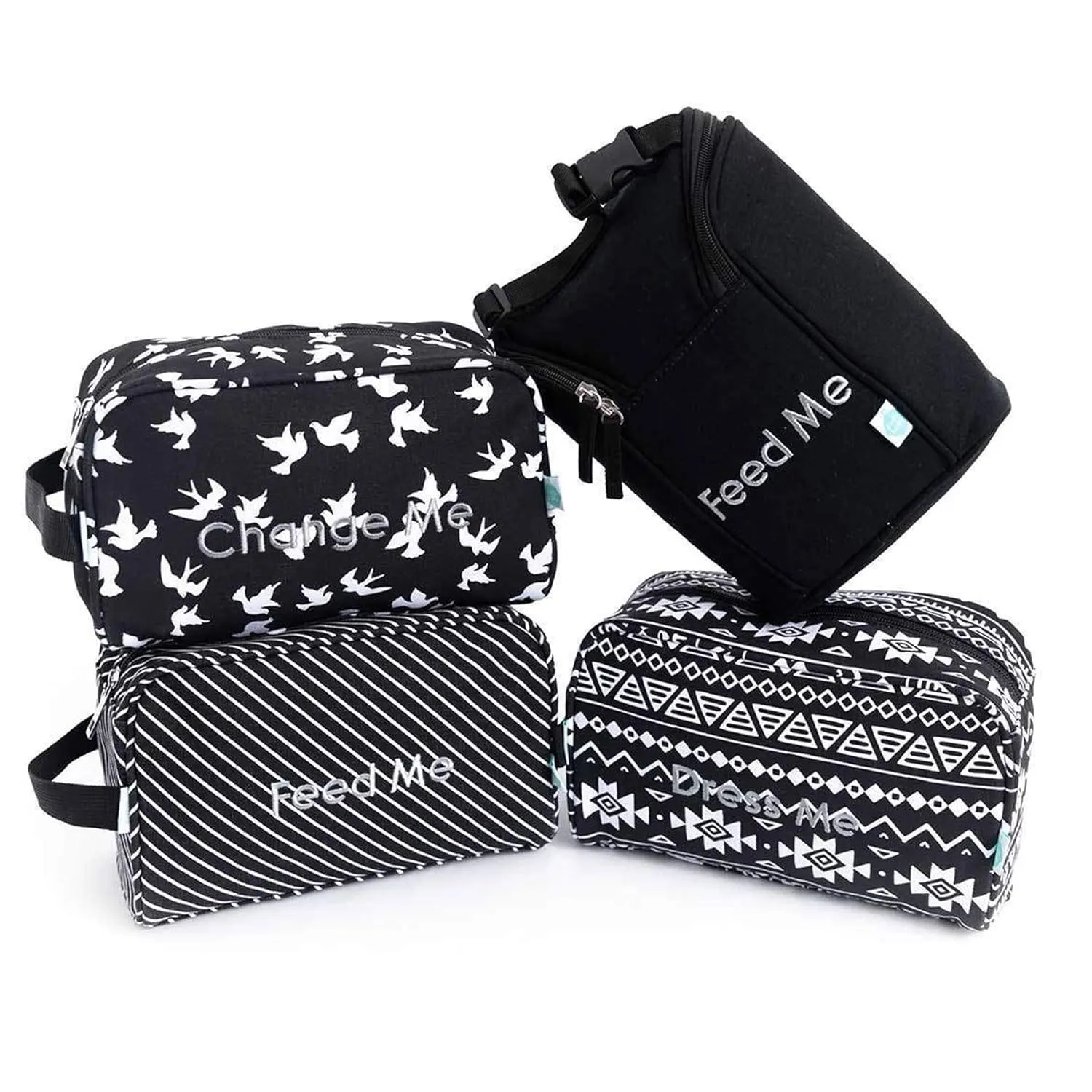 Easy Baby - Diaper, Bottle, and Supplies - Organizer Pouches - Change, Feed, and Dress Me (4 Pack Brooklyn) | Organizing Packing Tote Cubes for Baby Items | Good for Travel and Keeping Organized