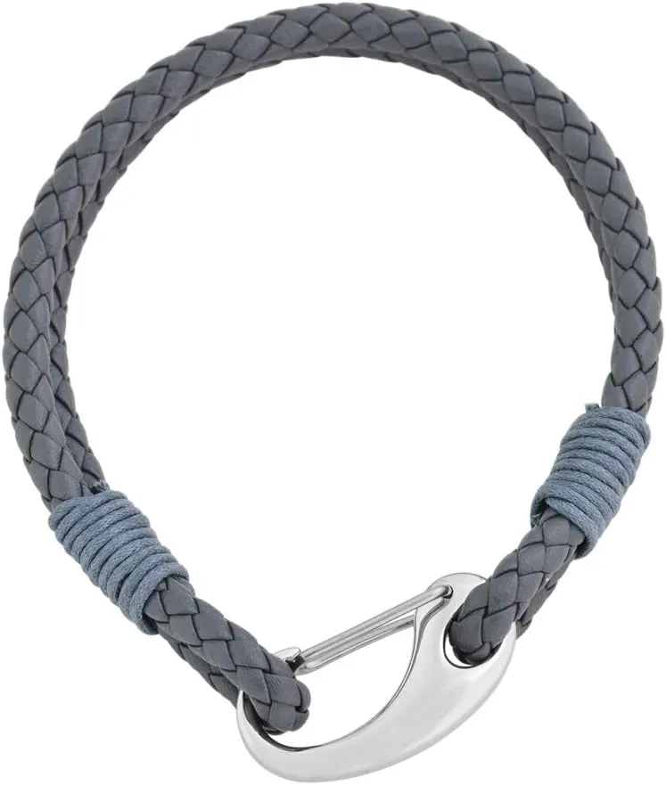 Edforce Braided Genuine Leather 2-Strand Cuff Bracelet with Stainless Steel Clasp