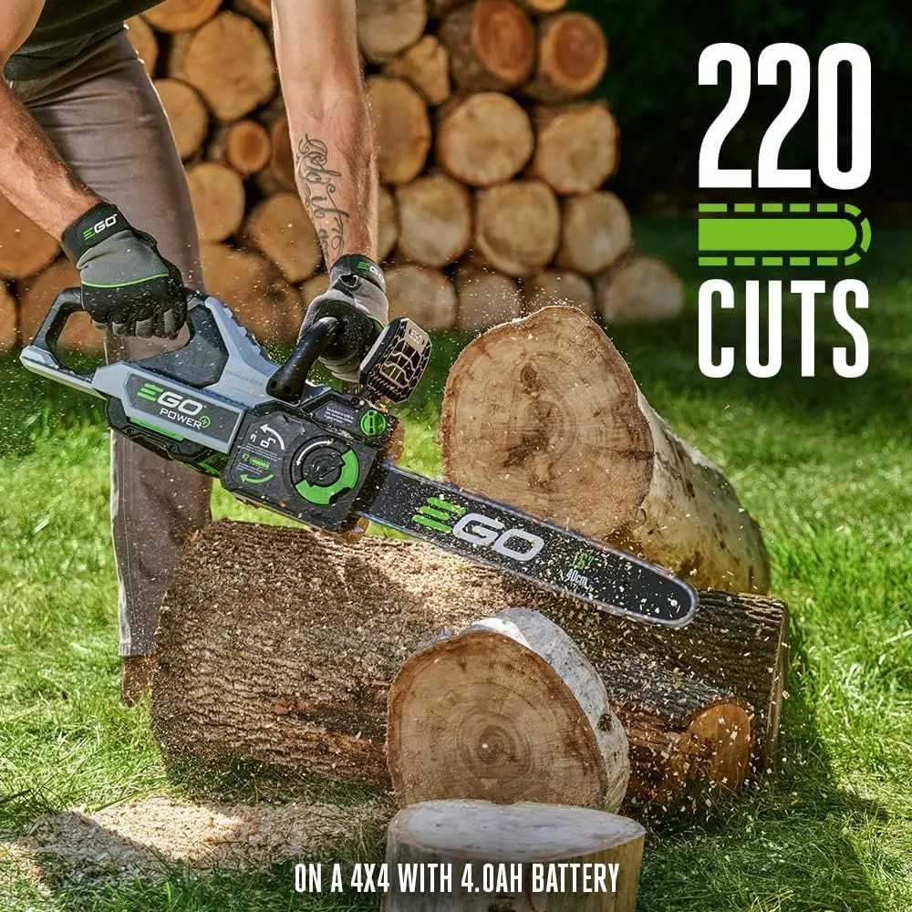 EGO POWER  Chain Saw, 16” Battery Powered Chainsaw, Electric Cordless, Includes 56V 4.0Ah Battery and Charger – CS1613
