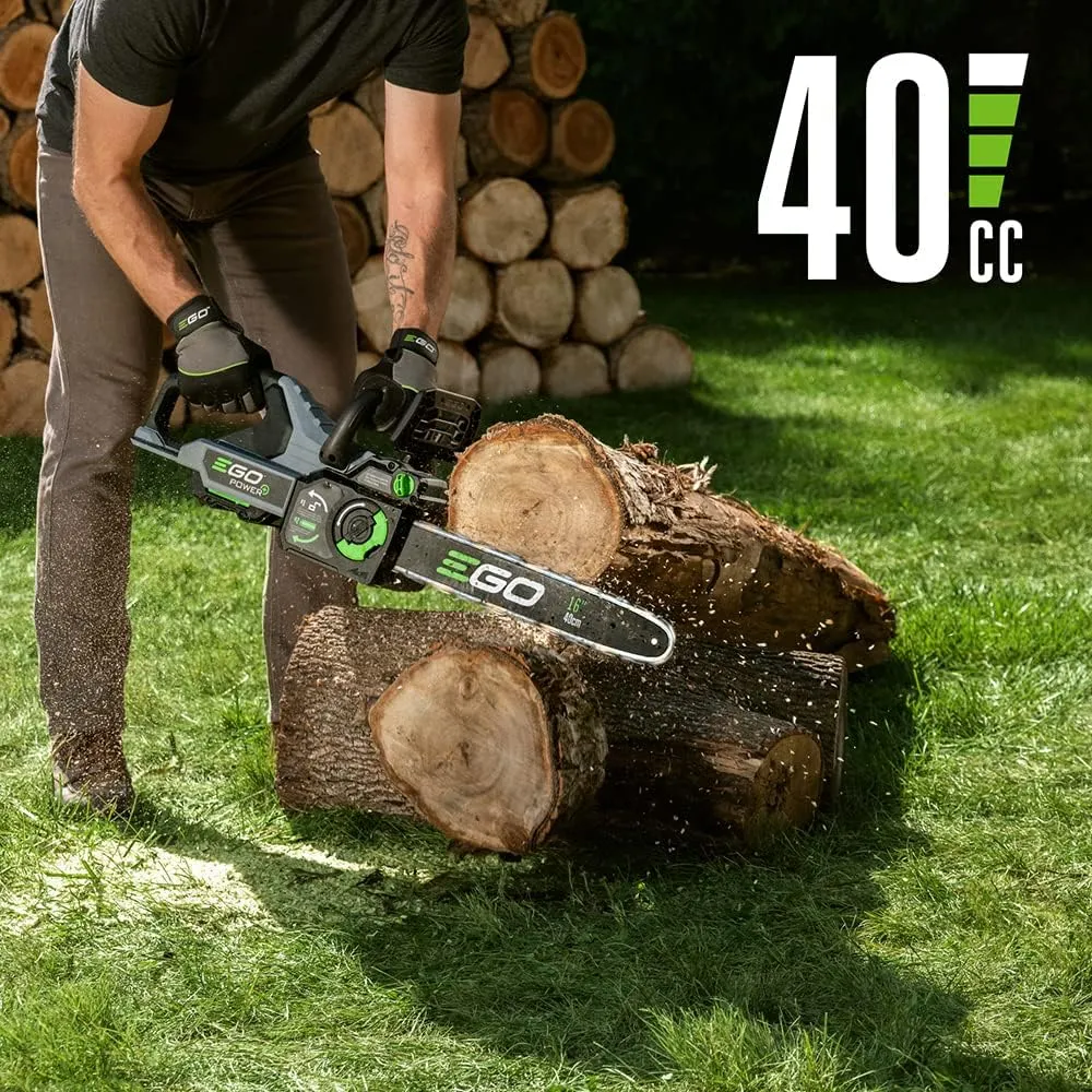 EGO POWER  Chain Saw, 16” Battery Powered Chainsaw, Electric Cordless, Includes 56V 4.0Ah Battery and Charger – CS1613