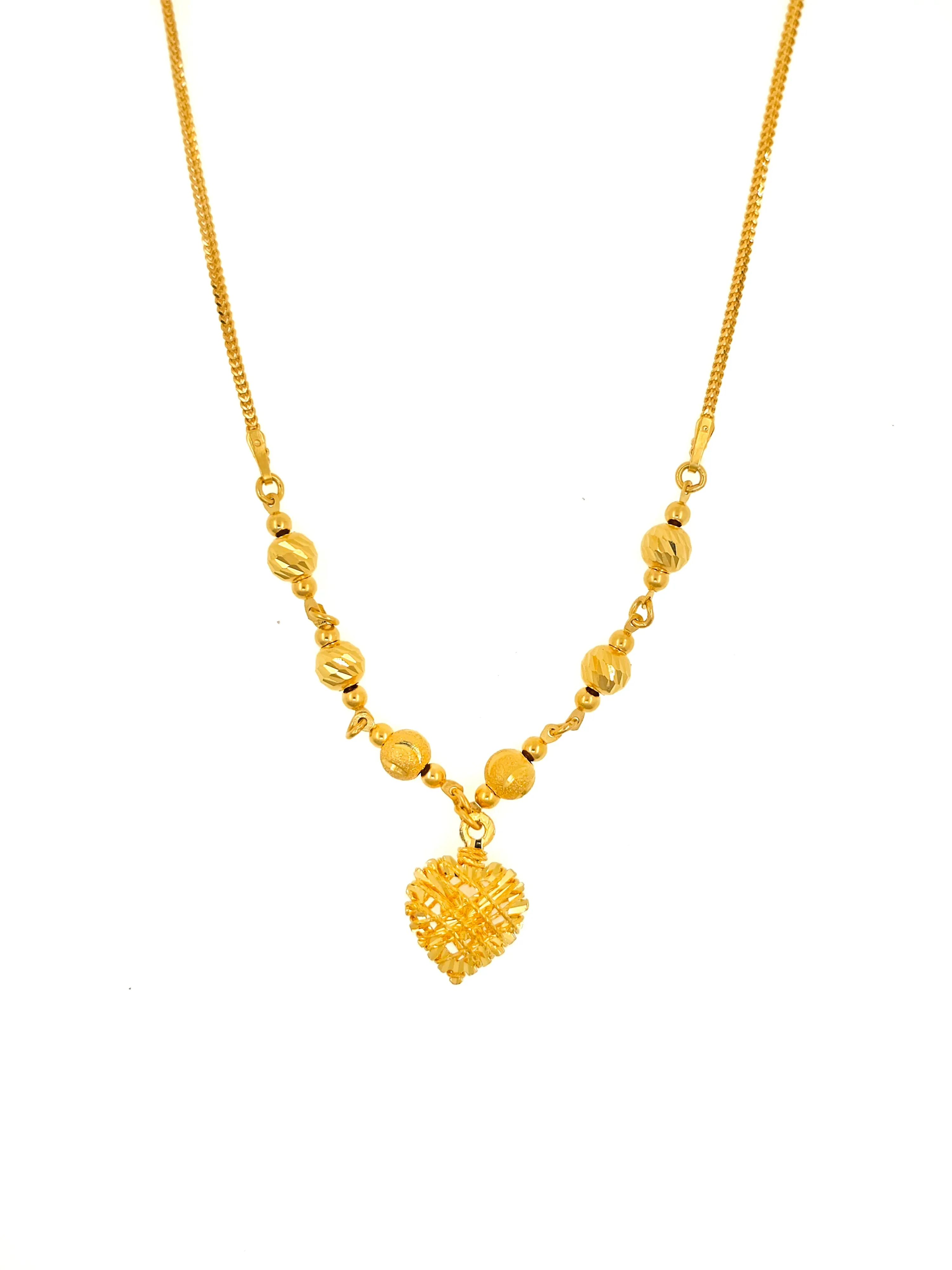 Elara Lattice Puffy Openwork Heart Necklace