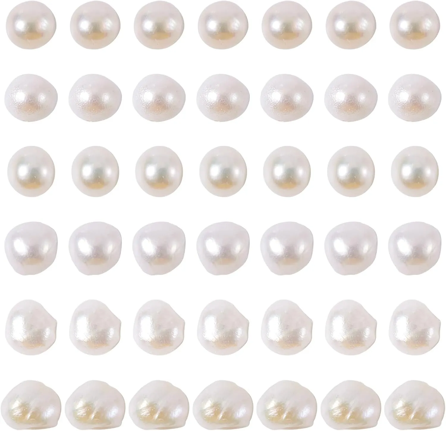 Elecrelive 50 pcs Pearl Beads for Jewelry Making 7-9.5 mm Natural Cultured Freshwater Pearl Beads Loose Gemstone Bead Holes 0.6 mm for Crafts Necklaces Bracelets Earrings Making