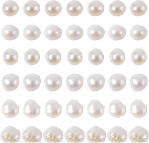 Elecrelive 50 pcs Pearl Beads for Jewelry Making 7-9.5 mm Natural Cultured Freshwater Pearl Beads Loose Gemstone Bead Holes 0.6 mm for Crafts Necklaces Bracelets Earrings Making