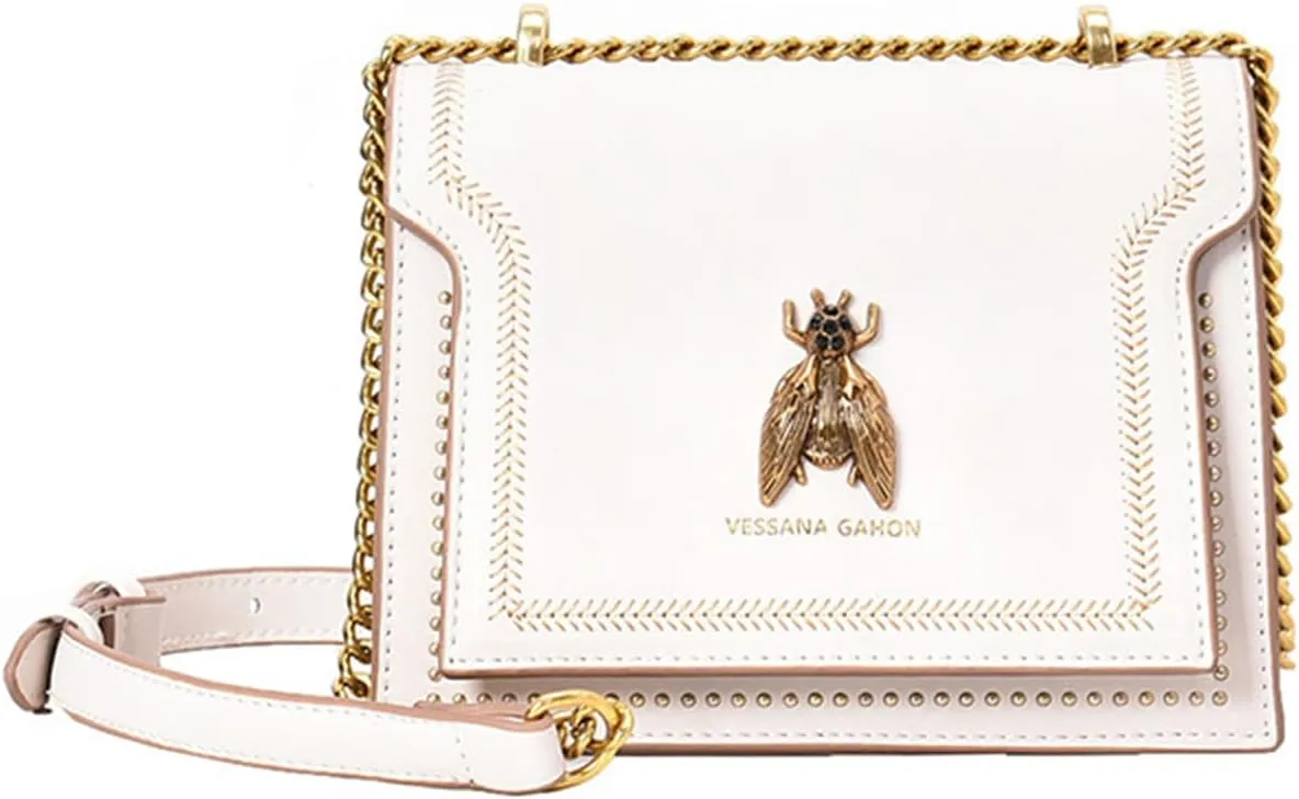 Elegant Bee Patch Crossbody Bag for Women,Vintage Bee Single Shoulder Handbag,Shoulder Bag with Metal Chain Strap.