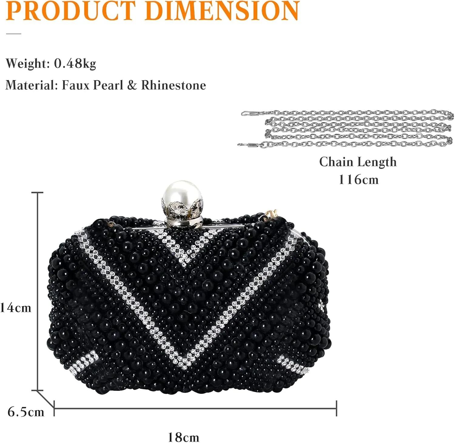 Elegant Pearl Beaded Evening Handbag with Rhinestones - Bridal Wedding Small Crossbody Shoulder Bag for Ladies