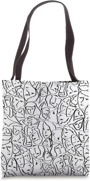 Elios Shirt Faces in Black Ink Hand Drawn Art Tote Bag