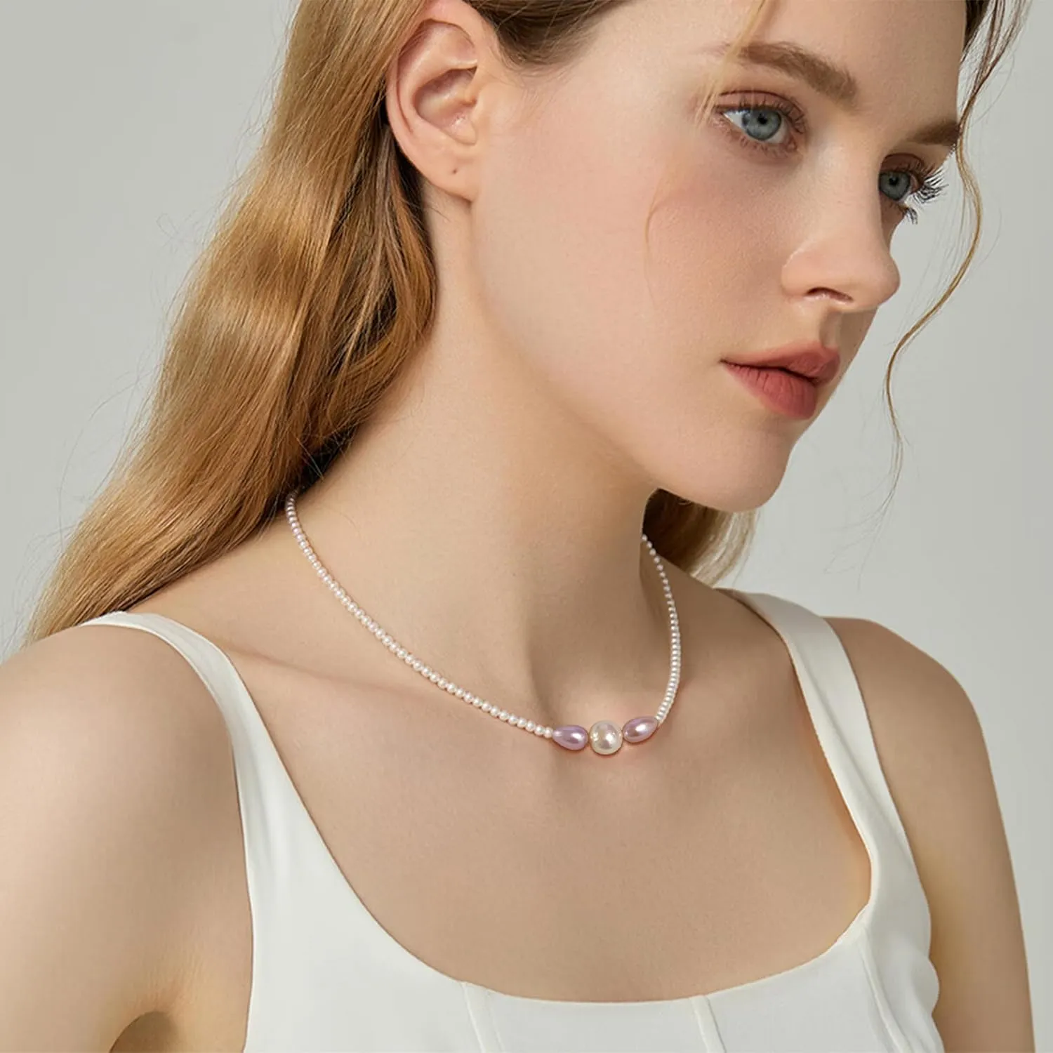 Epic Freshwater Pearl Chain Necklace - 3mm Pearls, 7mm Pink & Purple Rice Beads, 8mm Large Pearls - Trendy Women's String Necklace
