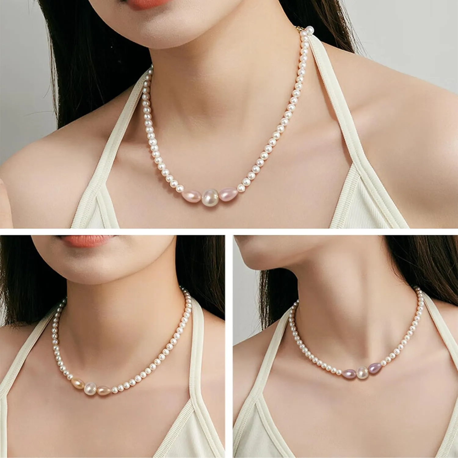 Epic Freshwater Pearl Chain Necklace - 3mm Pearls, 7mm Pink & Purple Rice Beads, 8mm Large Pearls - Trendy Women's String Necklace