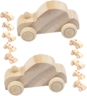ERINGOGO 12pcs Boys and Girls Graffiti Toys Wooden Car Models Unfinished Paintable Boys and Girls Car Craft Sets