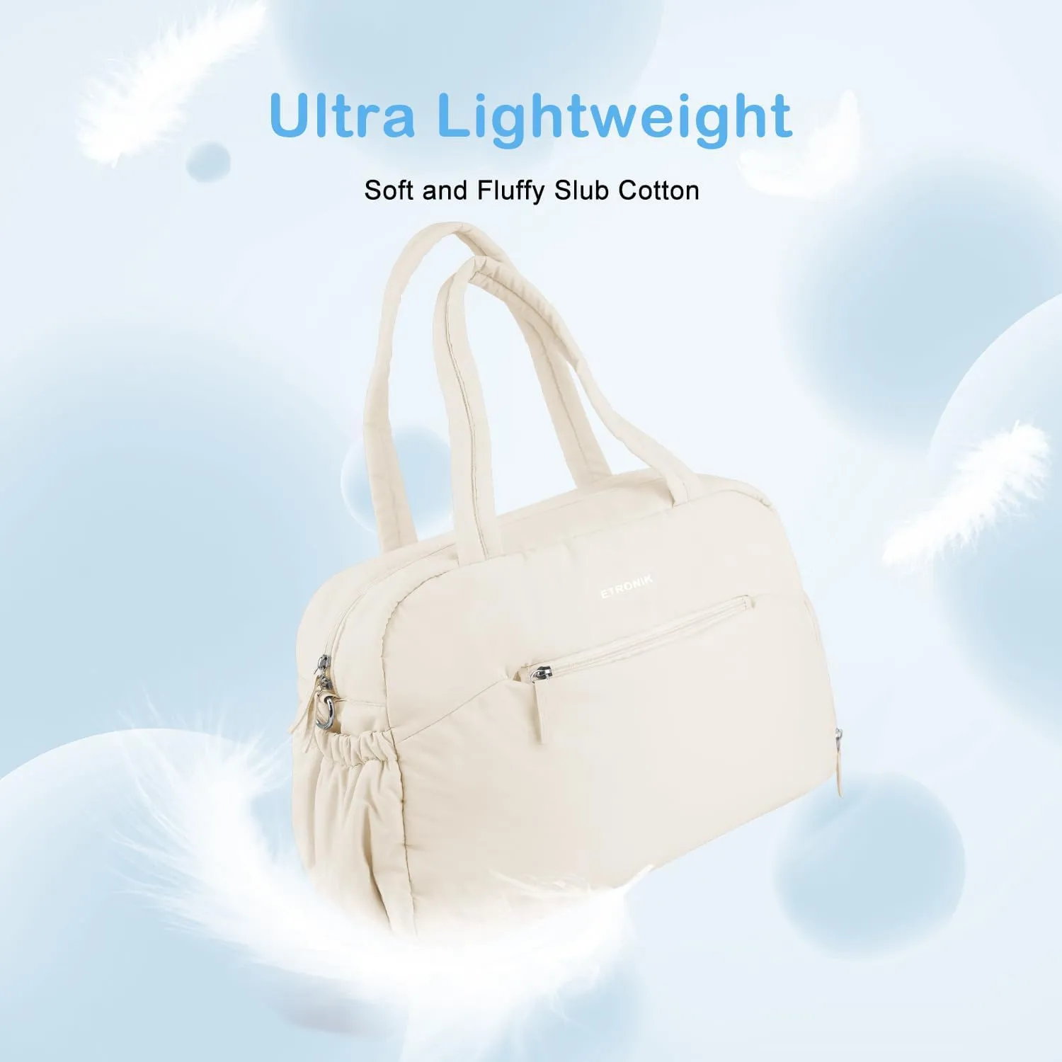 ETRONIK Gym Bag for Women, Weekender Bags for Women with Shoe Compartment, 30L Personal Item Travel Bag, Travel Duffle Overnight Carry on Bags with Wet Pocket, Beige