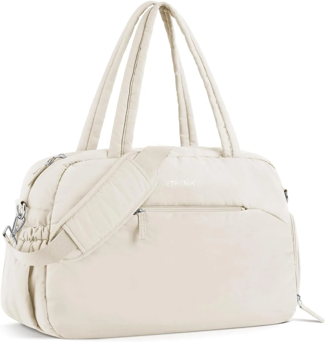 ETRONIK Gym Bag for Women, Weekender Bags for Women with Shoe Compartment, 30L Personal Item Travel Bag, Travel Duffle Overnight Carry on Bags with Wet Pocket, Beige