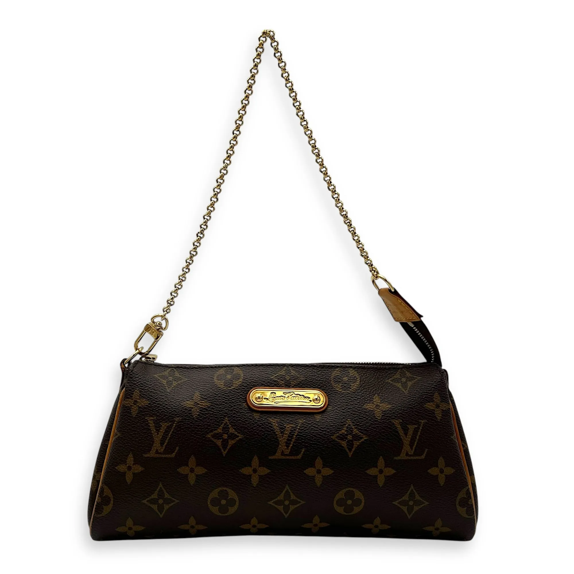 Eva Crossbody Bag Brown in Monogram Coated Canvas, Gold hardware