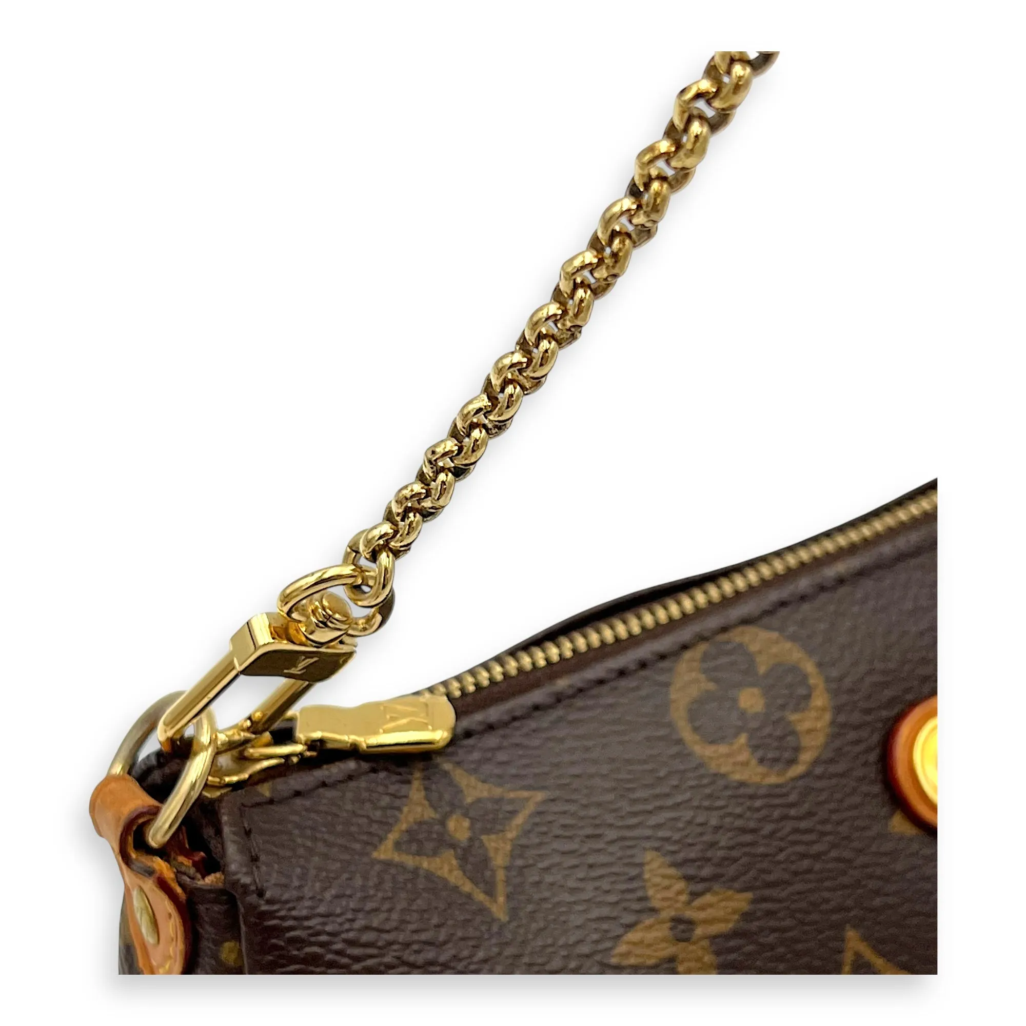Eva Crossbody Bag Brown in Monogram Coated Canvas, Gold hardware