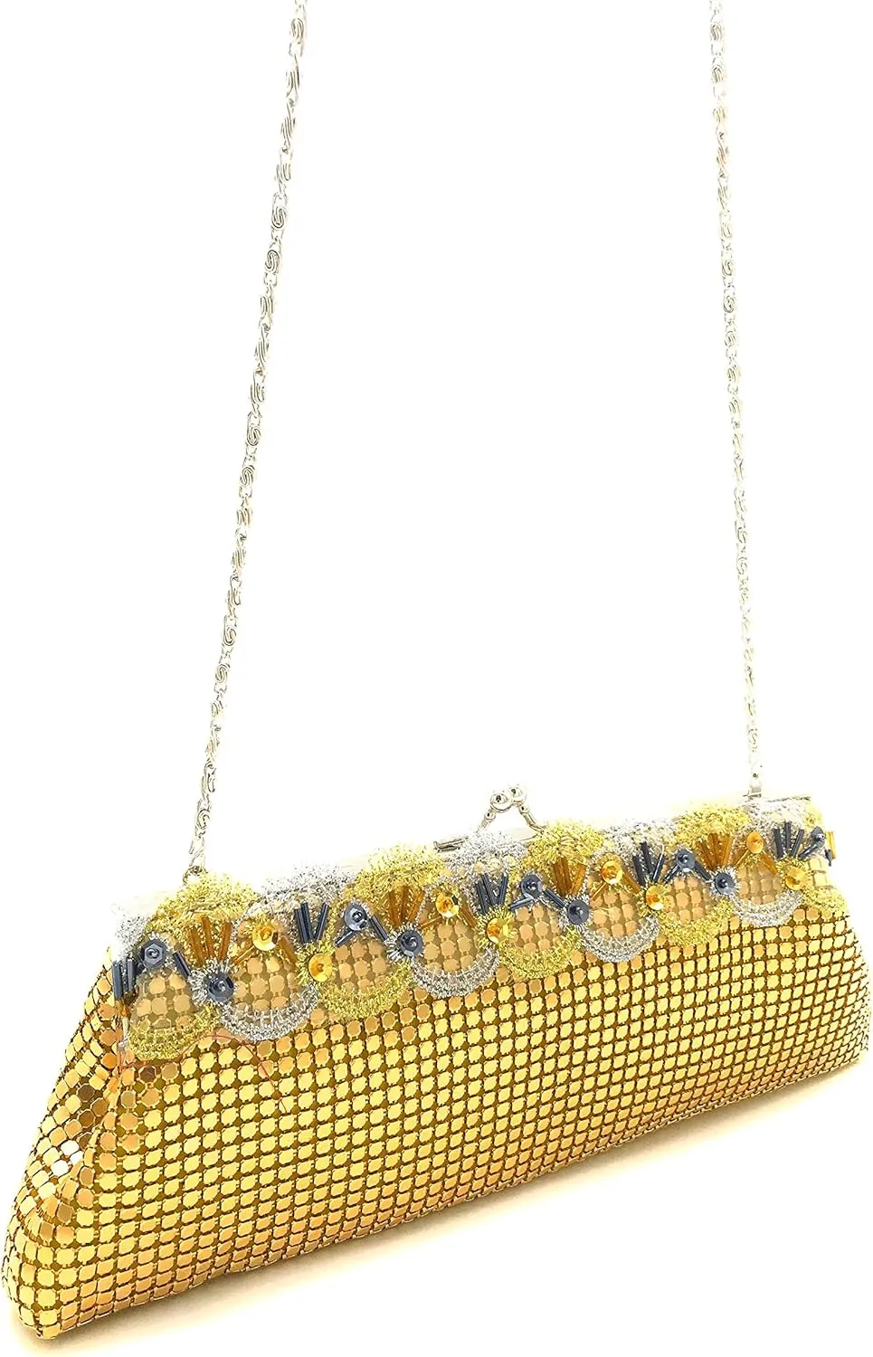 Evening Clutch Metal Mesh Purse Bag for Cocktail Party Prom Wedding Banquet