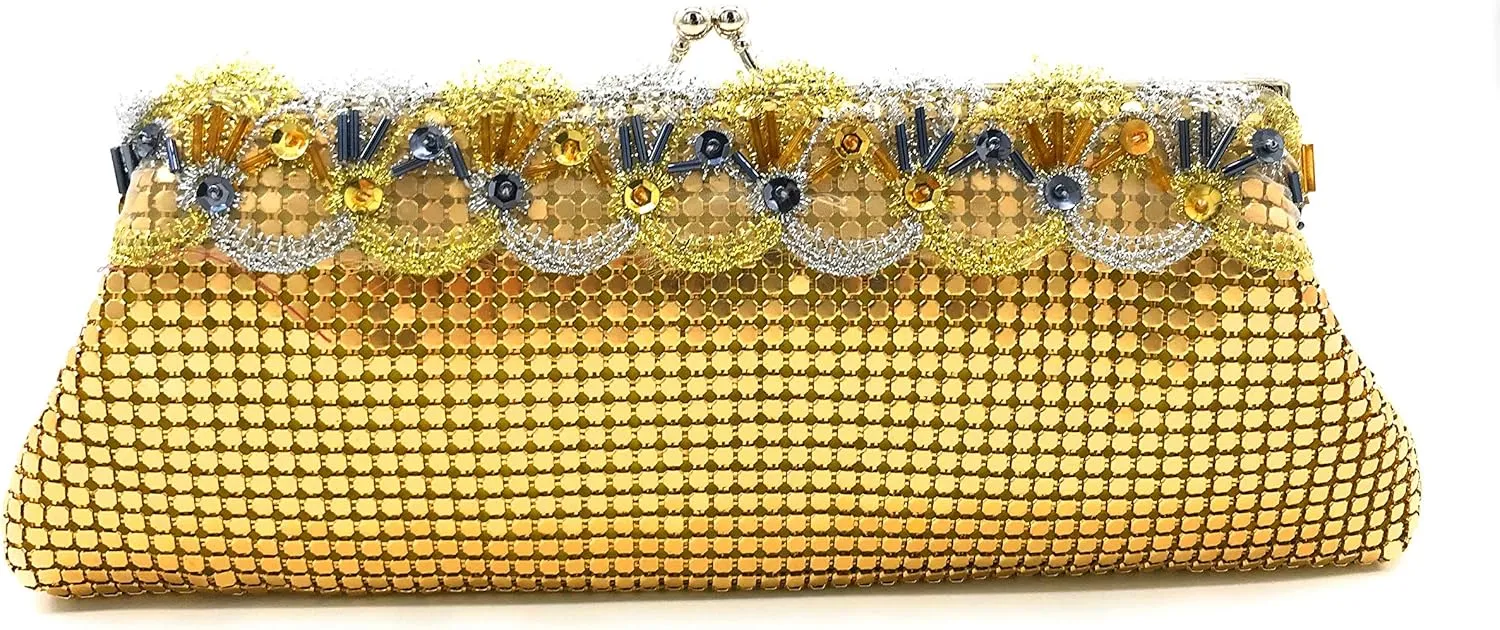 Evening Clutch Metal Mesh Purse Bag for Cocktail Party Prom Wedding Banquet