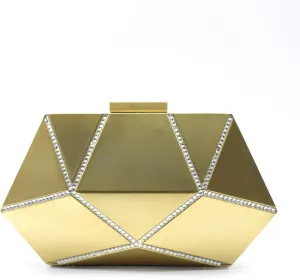 Evening Clutch Purse for Women Formal, Metallic Evening Handbags Metal Chain Shoulder Bag, Rhinestone Purse